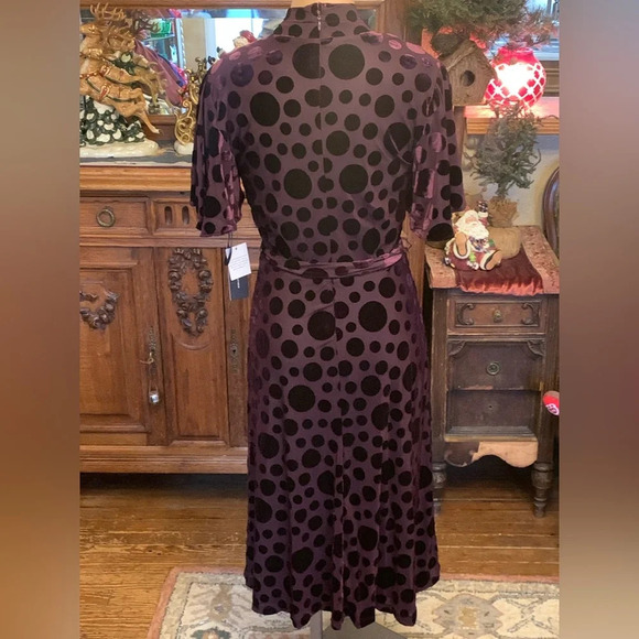 Tommy Hilfiger Purple Velvet Polka Dot Faux Wrap dress NWT 2 - Picture 6 of 6
